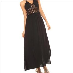 Women’s Beach Crochet Backless Halter Maxi Dress S